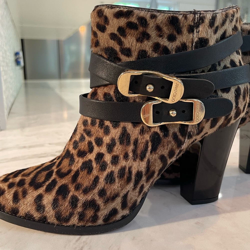JIMMY CHOO Boots Ponyhair Animal Print Womens Size 40 /Us7.5-8